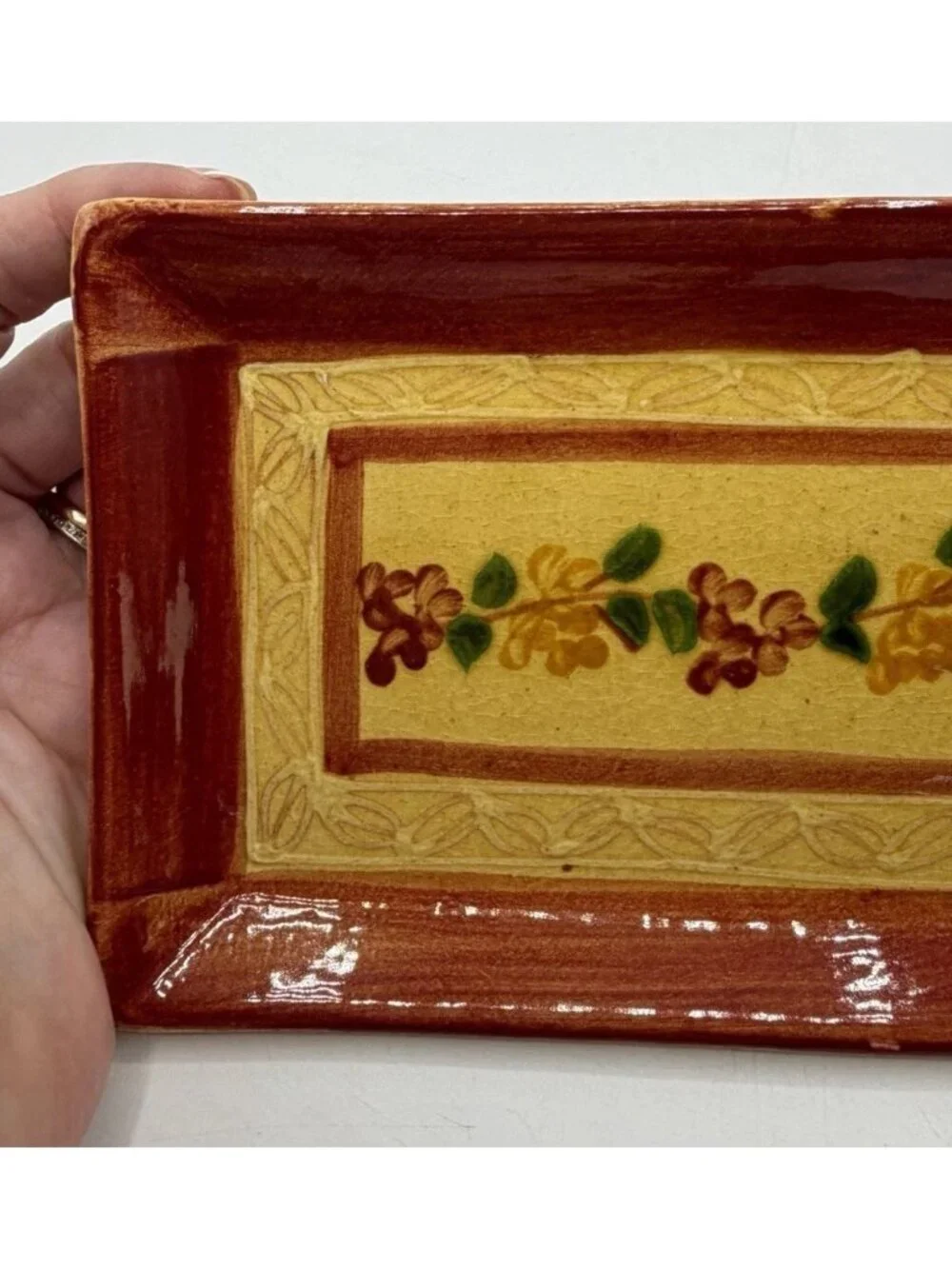 Vintage Terracotta Tray French Country Terre e Provence Made in France 8 Inch